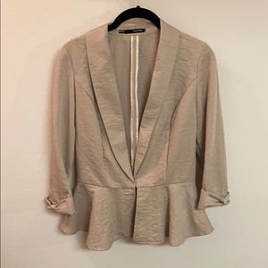 Maurices | Beige Blazer With Ruffle Hem